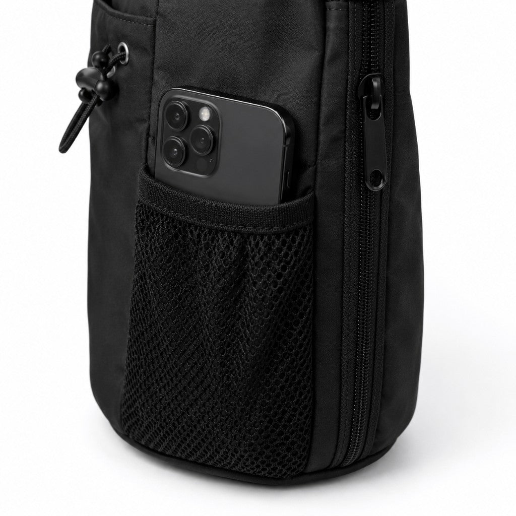Side storage pocket for phone